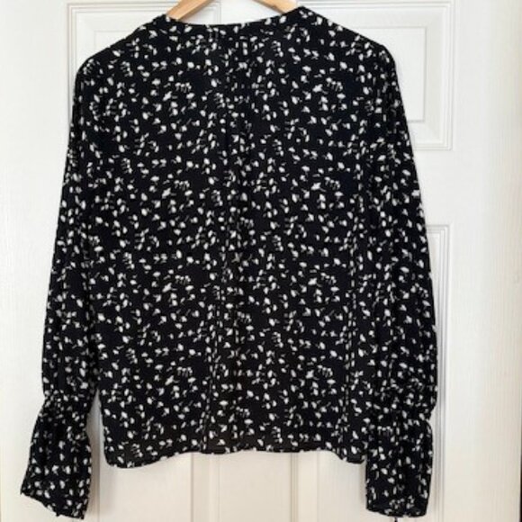 J. Crew Black and White Floral Popover Blouse - Picture 3 of 9